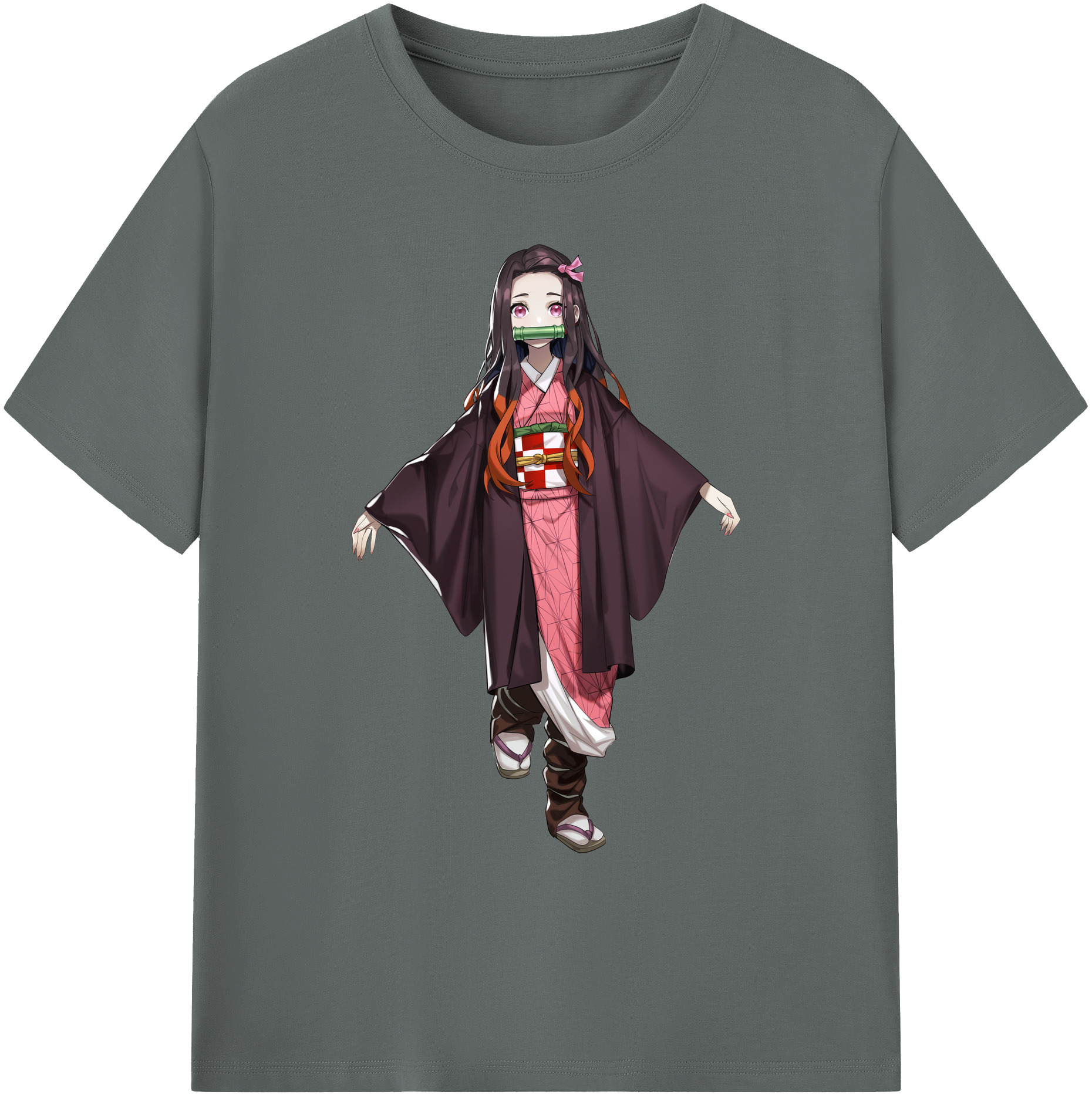（画像用） 鬼滅の刃（きめつのやいば）竈門 禰󠄀豆子／かまど ねずこ Kamado Nezuko 綿100％ メンズ半袖Tシャツ｜肌触りやわらか＆通気性